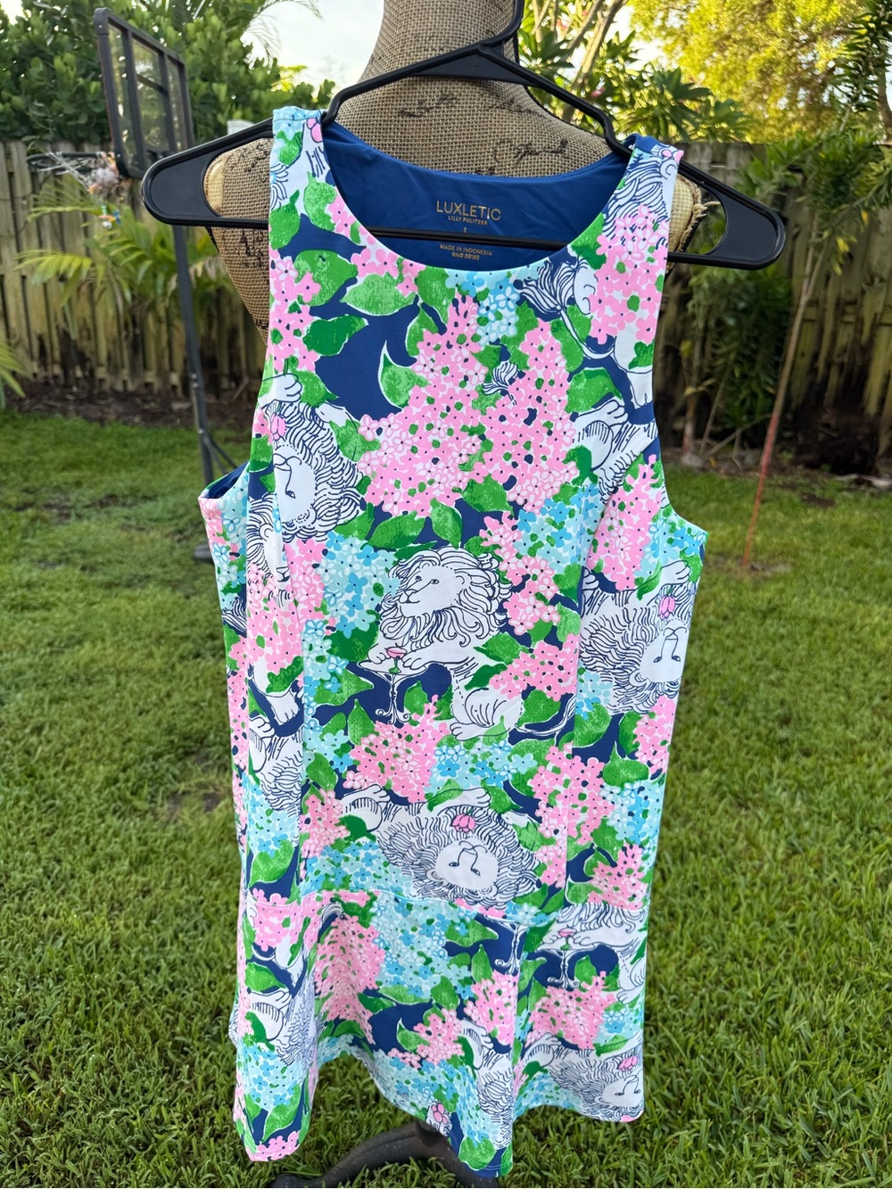 Lilly Pulitzer Sleeveless Mini Dress in Blue, Pink & Green Floral Lion Print